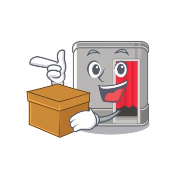 Oturma odasında kutu karikatür fotoğraf kabini ile