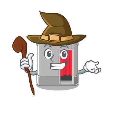 Cadı fotoğraf kabini karikatür ile izole