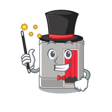 Sihirbaz fotoğraf kabini maskot masanın yanında