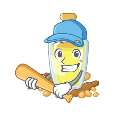 Çizgi film şişesine konulan beyzbol soya yağı oynamak