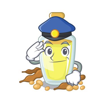 Polis soya yağı karikatür şişe koymak