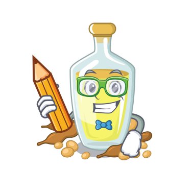 Bir maskot kase öğrenci soya yağı