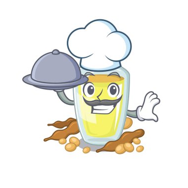 Karikatür izole gıda soya yağı ile Şef