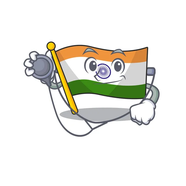 Orvos indiai zászló tartott rajzfilm fiókba — Stock Vector