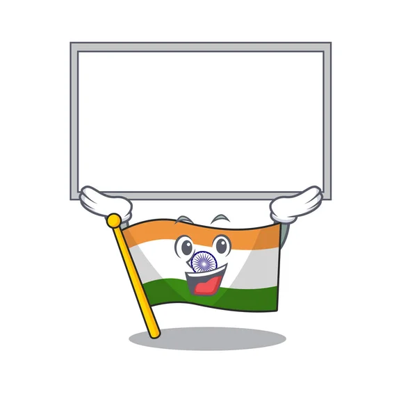 Up Board indiai zászló tartott rajzfilm fiókba — Stock Vector