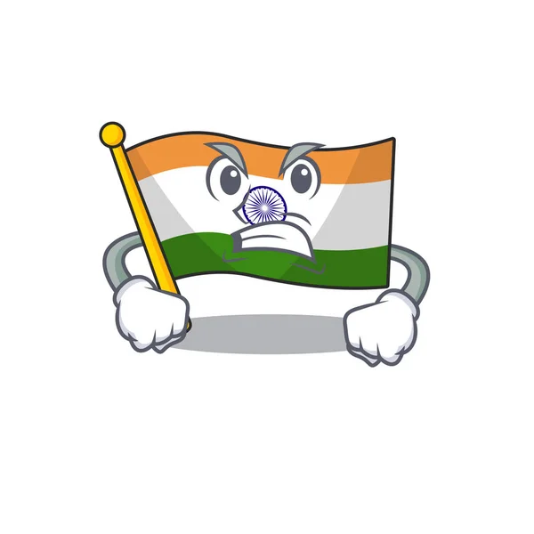 Dühös zászló indiai izolált karakter — Stock Vector