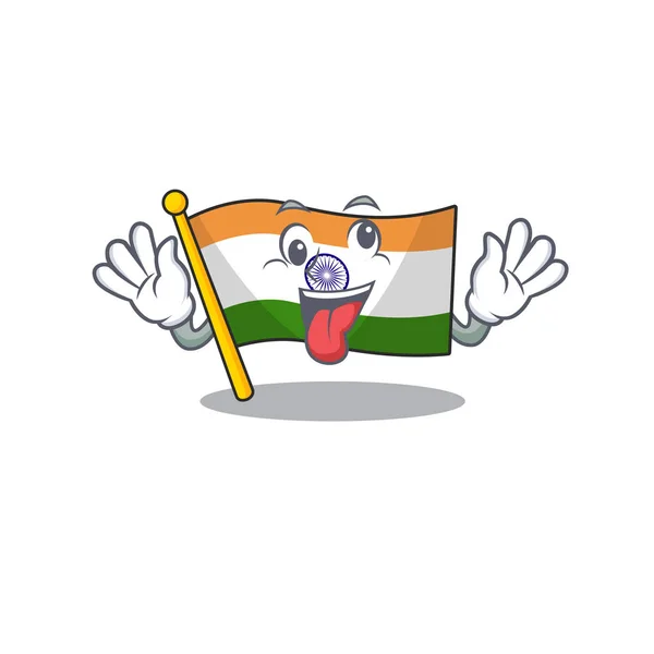 Crazy indiai zászló tartott rajzfilm szekrény — Stock Vector