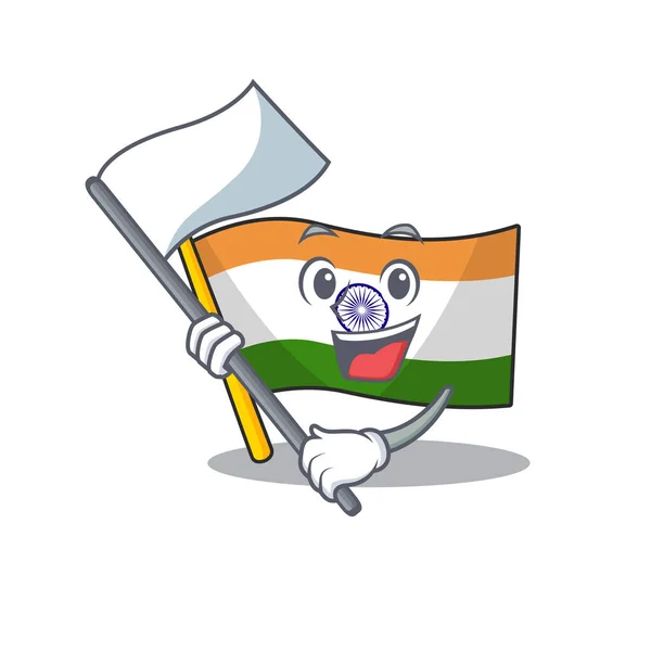 A lobogó indiai zászló tartott rajzfilm szekrény — Stock Vector