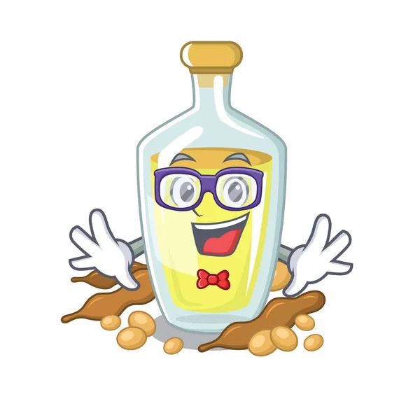 Geek sójový olej v nádobě na maskot — Stockový vektor