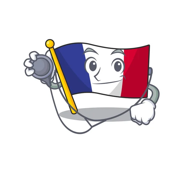 Dokter vlag Frankrijk flurommelig op karakter Pole — Stockvector