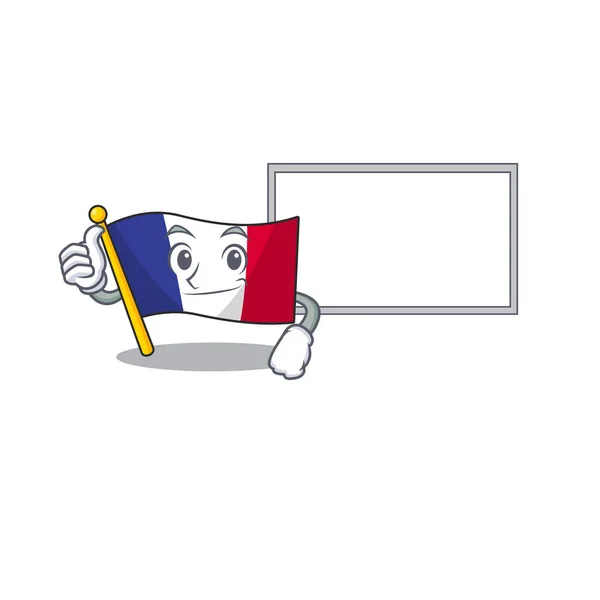 拇指向上与板旗法国飘扬在字符杆上 — 图库矢量图片