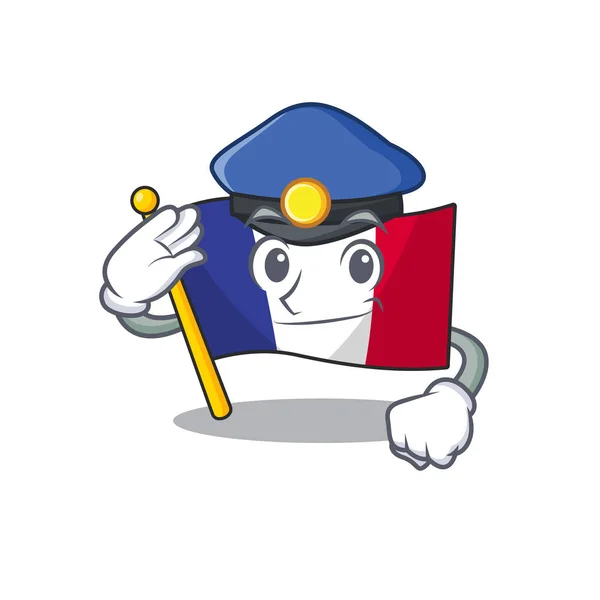 Rendőrségi zászló francia megrebbentek a karakter pólus — Stock Vector
