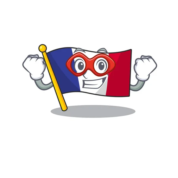 Super Hero vlag Frankrijk geïsoleerd met de mascotte — Stockvector