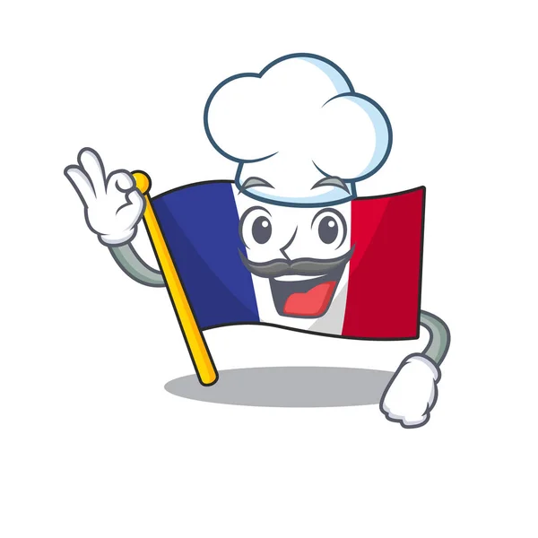 Chef-kok vlag Frankrijk geïsoleerd met de mascotte — Stockvector