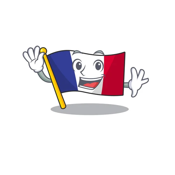 마스코트와 고립 된 깃발 프랑스를 흔드는 — 스톡 벡터