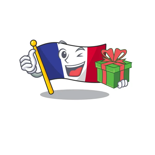 Ajándék zászló Franciaországban a rajzfilm alakja — Stock Vector