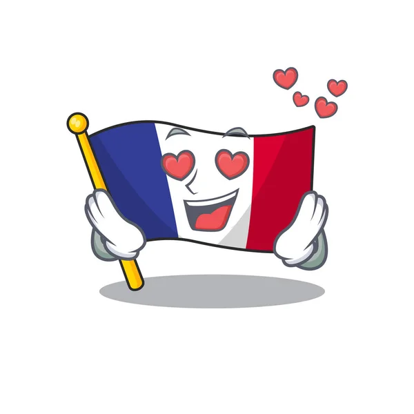 In liefde vlag Frankrijk in de cartoon vorm — Stockvector