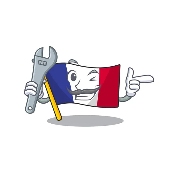 Monteur Franse vlag gevouwen in Cartoon lade — Stockvector