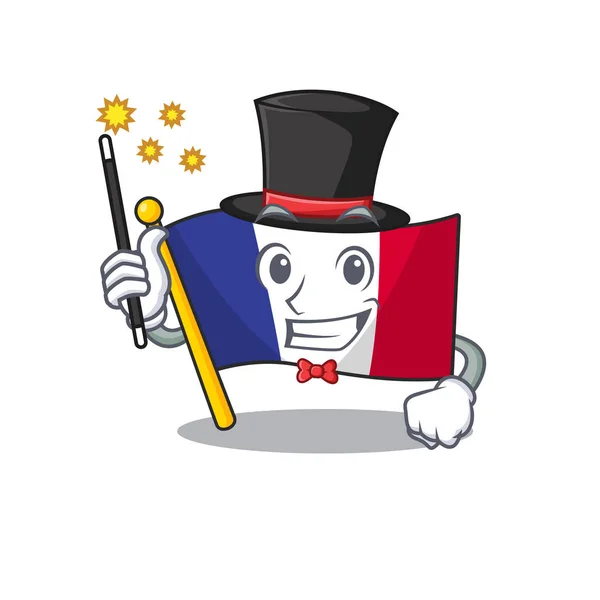 魔术师法国国旗折叠在卡通抽屉 — 图库矢量图片