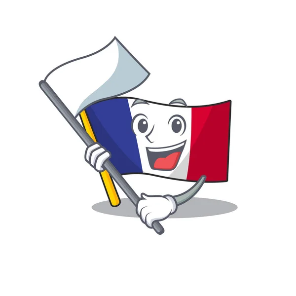 A zászló francia zászló hajtogatott a rajzfilm fiókba — Stock Vector