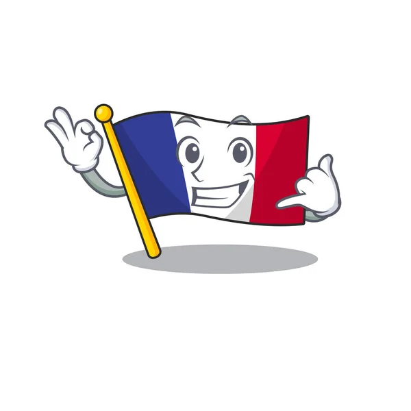 Appelez-moi drapeau français plié dans le tiroir de dessin animé — Image vectorielle