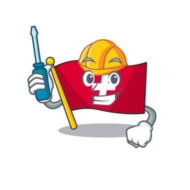 Otomotiv İsviçre bayrağı karikatür duvara yapışır