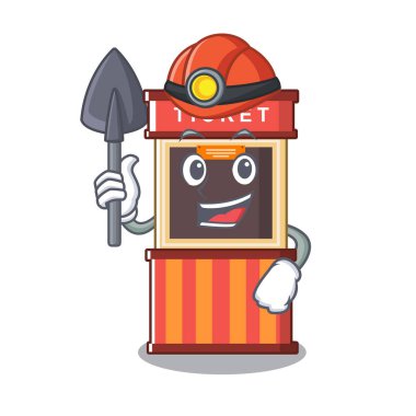 Miner bilet gişesi karikatür ile izole