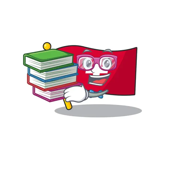 Étudiant avec livre switzerland flag sticks to cartoon wall — Image vectorielle