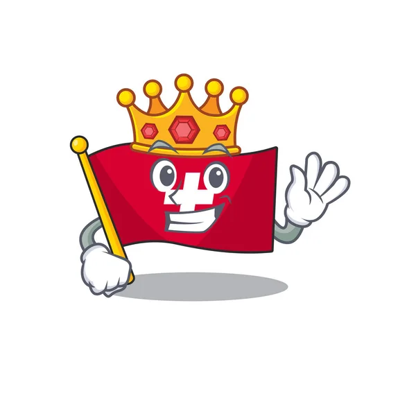 Bandeira King suíça adere à parede dos desenhos animados —  Vetores de Stock
