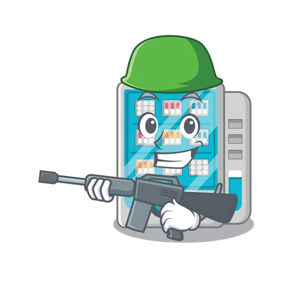 Distributeur automatique de médicaments de l'armée sur le dessin animé — Image vectorielle