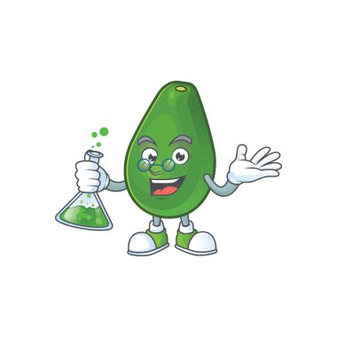 Beyaz arka plan üzerinde Profesör sevimli avokado karikatür
