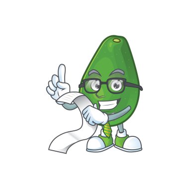 Çizgi film karakteri menü olgun avokado meyve ile