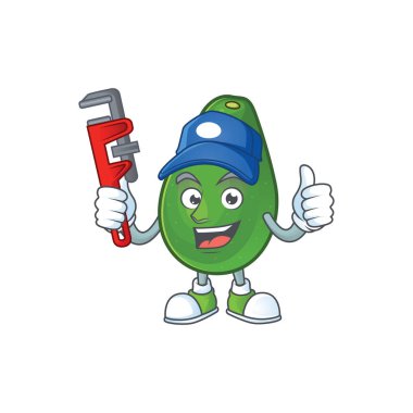 Beyaz arka plan maskotu taze Tesisatçı avokado