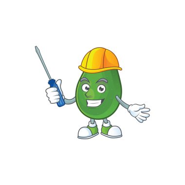 Otomotiv avokado beyaz arka plan maskotu taze