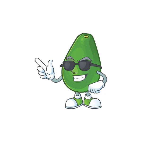 Super cool carino avocado cartone animato su sfondo bianco — Vettoriale Stock