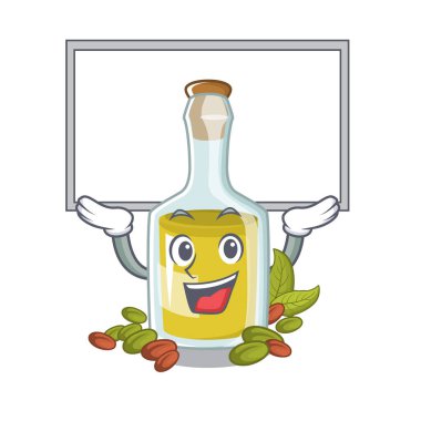 Maskot şeklinde yukarı kurulu antep fıstığı yağı