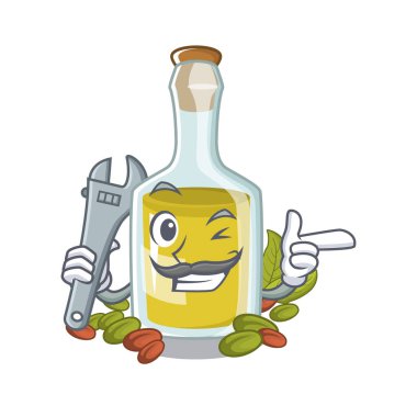 Mekanik antep fıstığı yağı karikatür ile izole