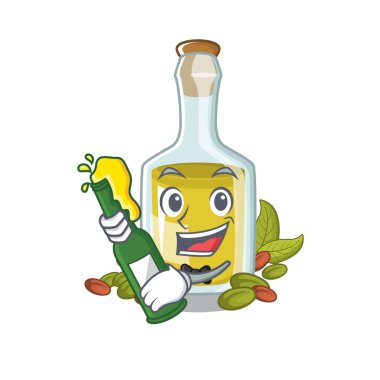 Karikatür ile izole bira antep fıstığı yağı ile