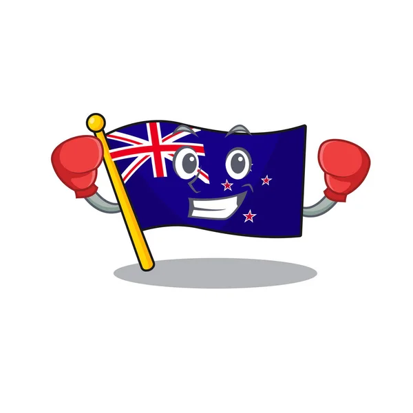 Nový Zéland v boxu na maskota — Stockový vektor