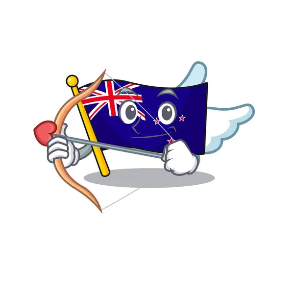 吉祥物上的丘比特旗新西兰 — 图库矢量图片