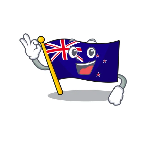 Ok bandera nueva zealand aislado en carácter — Archivo Imágenes Vectoriales