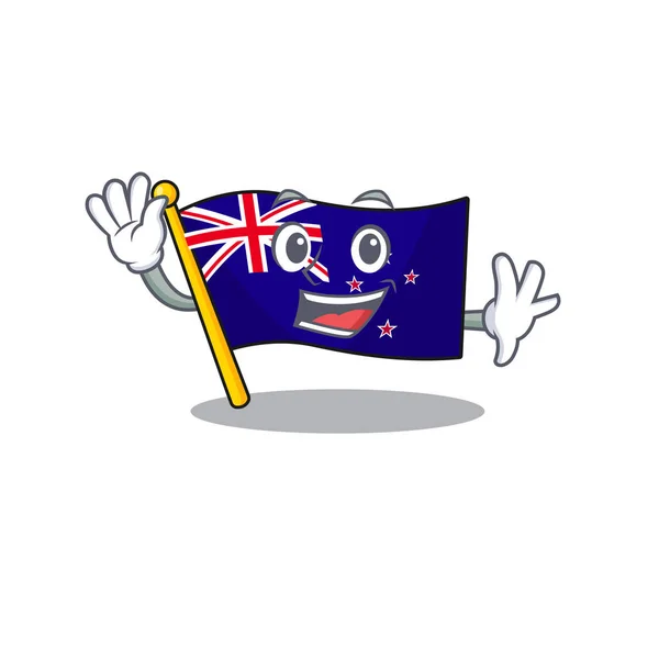 Mávající vlajka Nového Zélandu, izolované po znacích — Stockový vektor