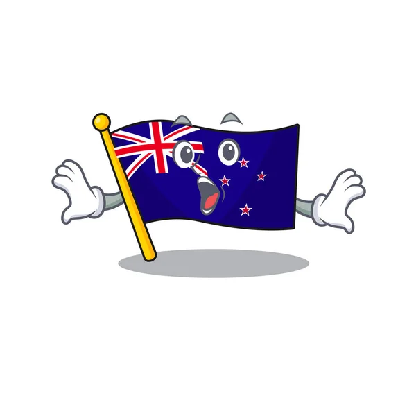 惊讶的旗帜新西兰与卡通形状 — 图库矢量图片