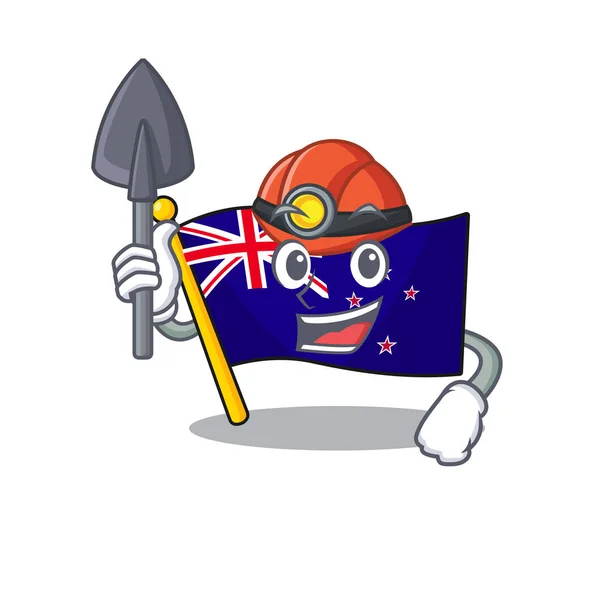 Bandera de minero Nueva Zelanda con forma de dibujos animados — Archivo Imágenes Vectoriales