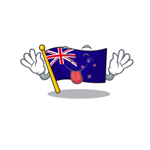 Língua para fora bandeira nova zelândia na gaveta dos desenhos animados —  Vetores de Stock