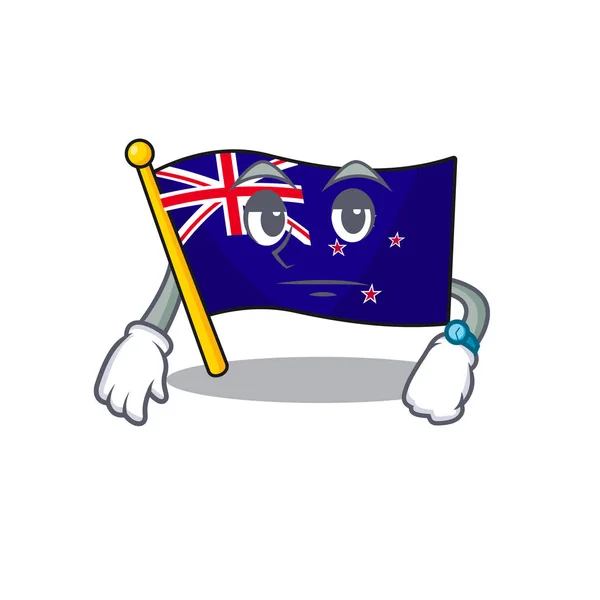 Waiting flag new zealand in cartoon drawer — Stock Vector