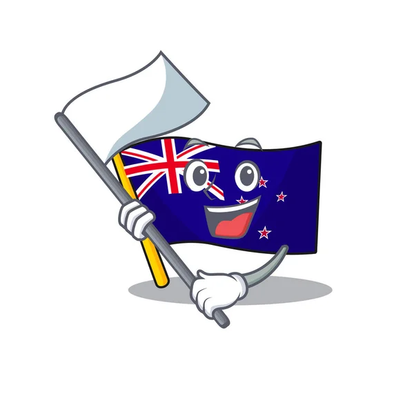 Con bandera de Nueva Zelanda en el cajón de dibujos animados — Archivo Imágenes Vectoriales