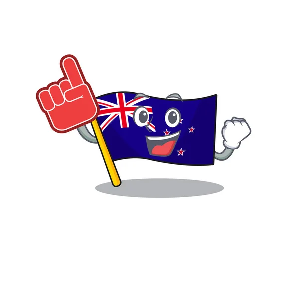 Espuma dedo bandera Nueva Zelanda en el cajón de dibujos animados — Archivo Imágenes Vectoriales
