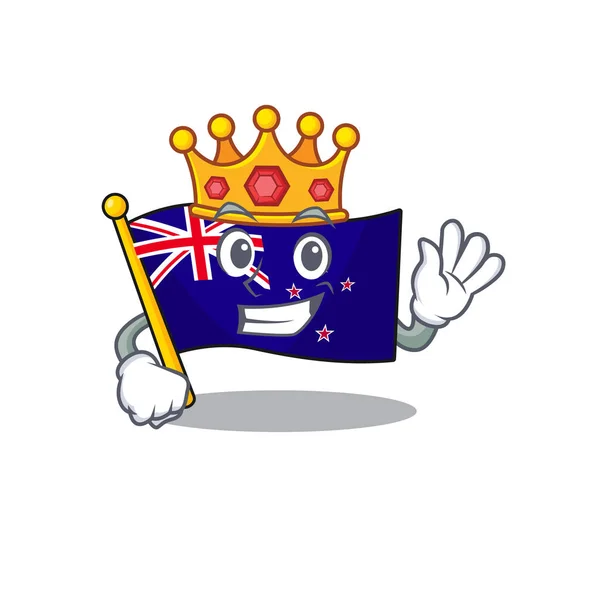 Král vlajky Nový Zéland v kresleném šuplíku — Stockový vektor