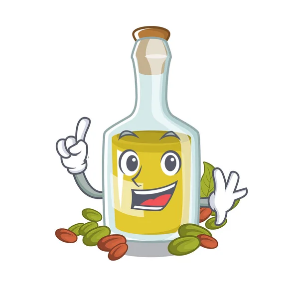 Aceite de pistacho de dedo aislado con la caricatura — Vector de stock